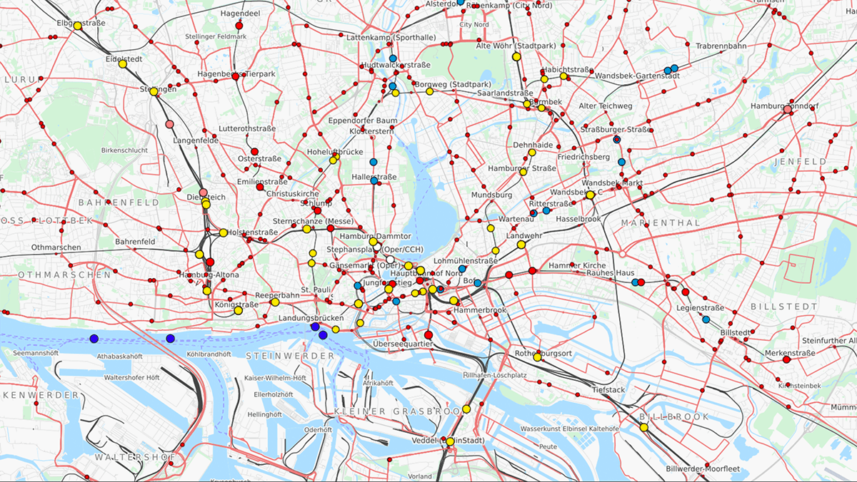 Der öffentliche (Nah)Verkehr in Hamburg visualisiert Was is hier