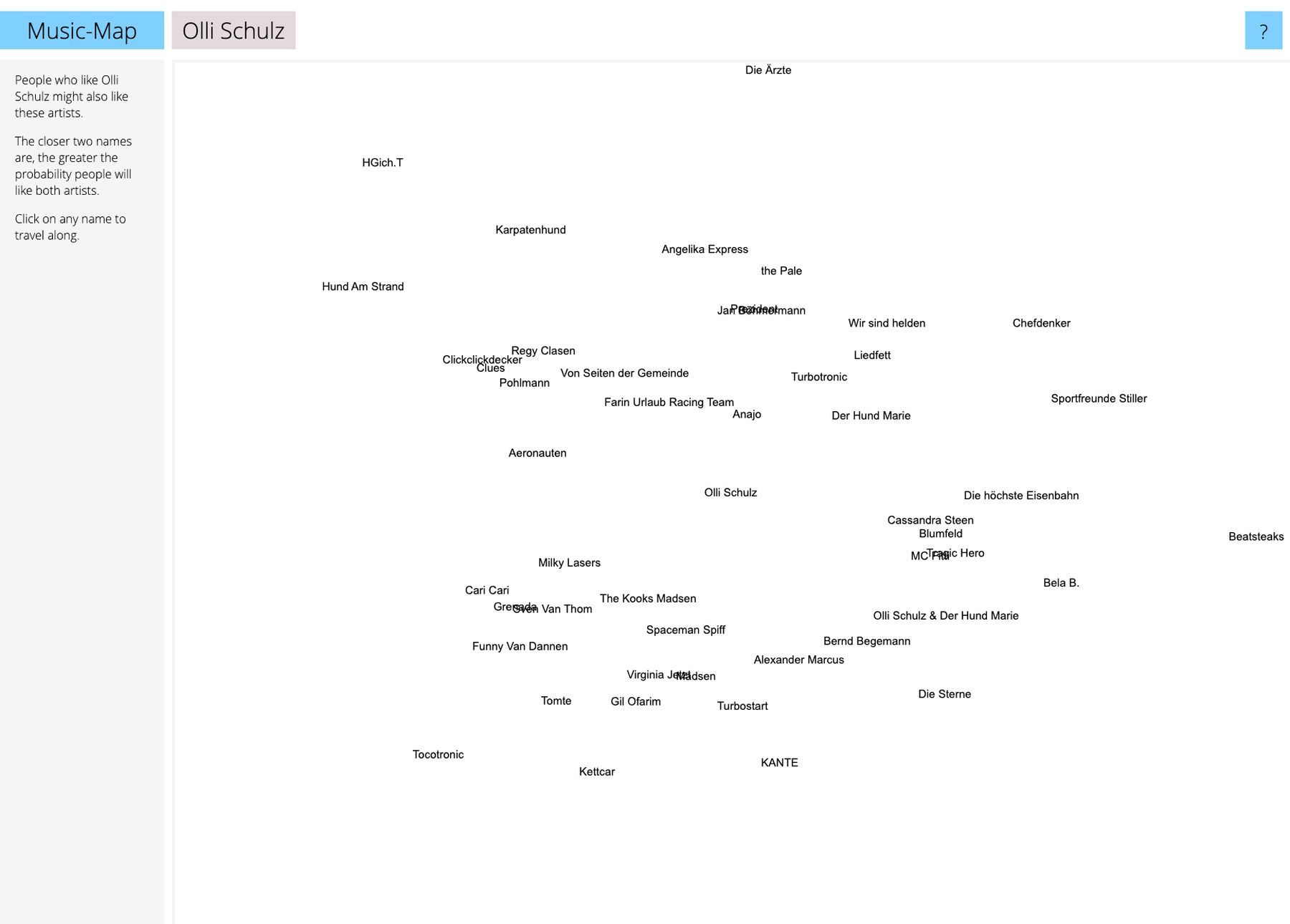 Music-Map hilft dabei, neue K&uuml;nstler zu finden, die man vielleicht mag | Musik | Was is hier eigentlich los?
